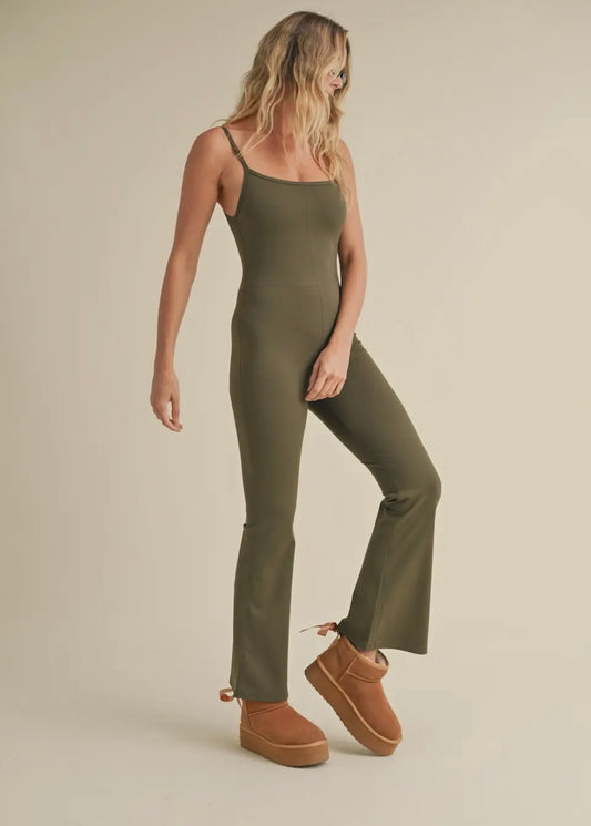 Olive flare jumpsuit